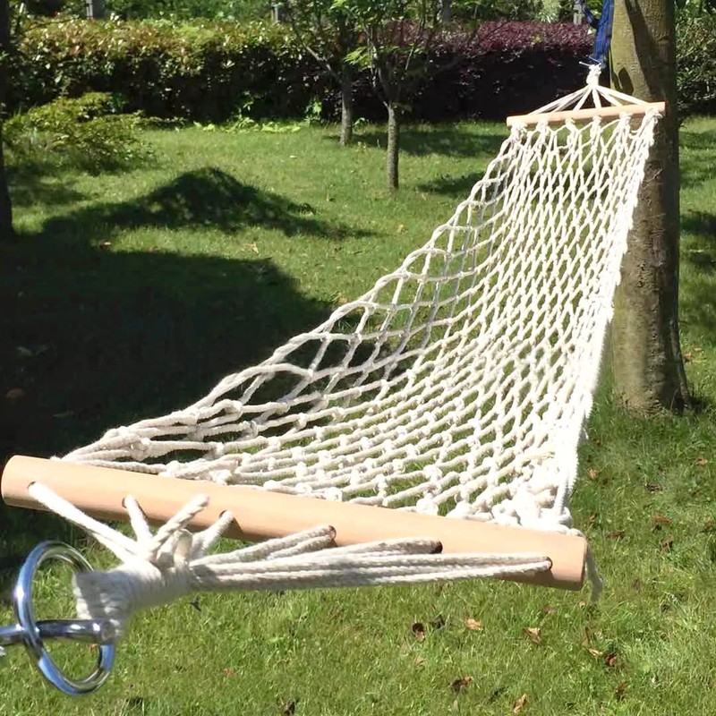 Cotton Rope Hammocks with Wood Spreader,Traditional Hand Woven Children Hammock