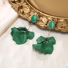 Flyonce Green Flower Petal Earrings for Women, Acrylic Rose Dangle