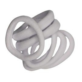 White Jersey Endless Snag Free Hair Bobbles Hair Elastics Hair Bands for Women Girls by Glitz4Girlz