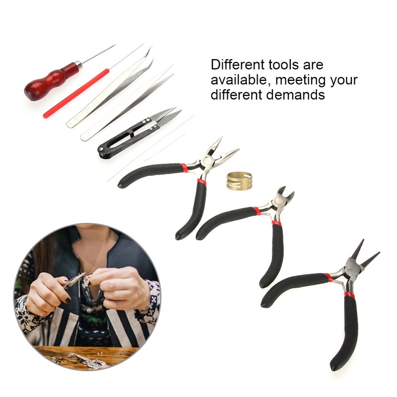 11 Pcs DIY Jewelry Tool Set Pliers Tweezers Ring Crochet