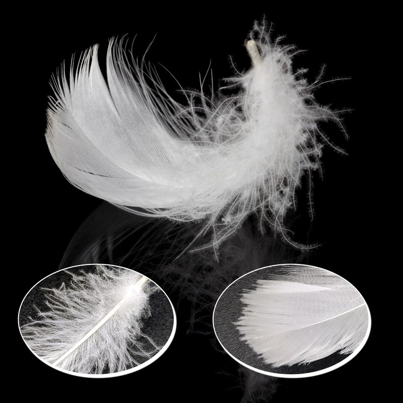 EUPSIIU 400 Pieces Feathers for Crafts, White Feathers, Natural Goose