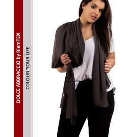 Dolce Abbraccio by RiemTEX Primavera Women's Scarf, Scarf, Pashmina, Chiffon Scarf, for Summer, Spring, All Year Round, XXL Scarf, Women's Scarf, Multifunctional Scarf, Stole, Chiffon Cloths (Primavera) - darkgray, size: 170 x 70 cm