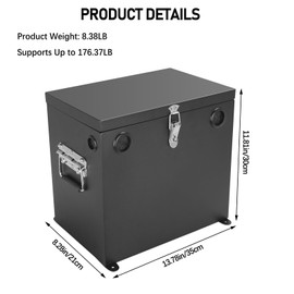 Stainless Steel 12V Car/RV/Marine Battery Box - Black Battery Relocation Kit for Trailer, Boat, Trolling Motor (27 Series)