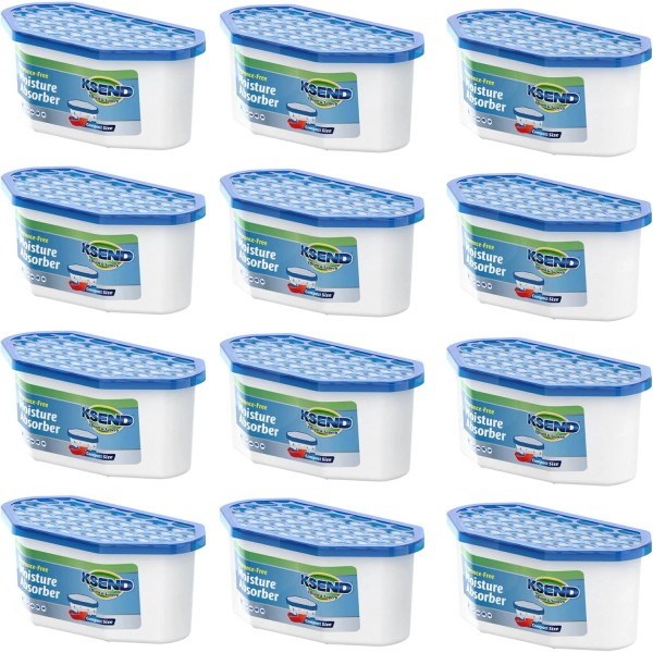 Ksend Moisture Absorbers, 12 Pack, Compact Dehumidifier for Closet, Efficient