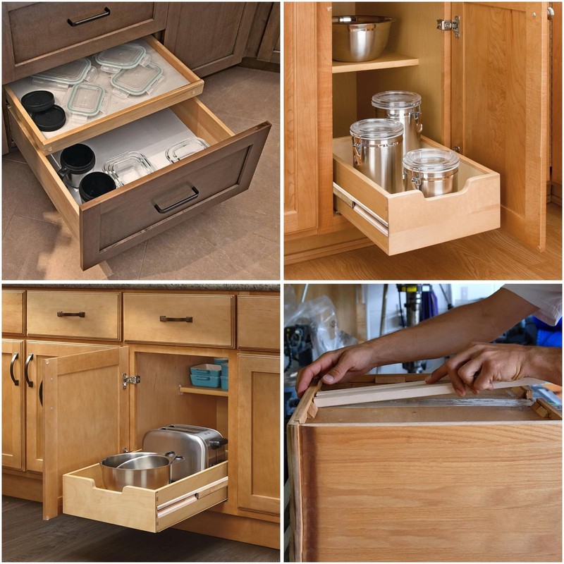 LANIAKEA 6PCS Wood Drawer Slide 16 Inches Wooden Drawer Slides