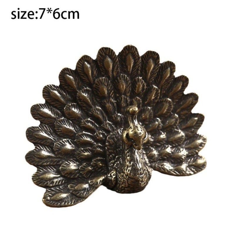 hobbyme Brass Ornaments, Solid Retro Peacock Open Screen Office Tabletop