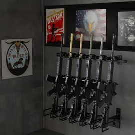 VIEWAY Gun Rack Wall Mount Rifle Shotgun Gun Firearms Bow 6 Slot Storage Holder Heavy Duty Steel Gun Display Vertical Hanger Stand with Soft Padding- MK888A
