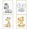 4 Pack Baby Jungle Nursery Wall Decor Art Pictures 30