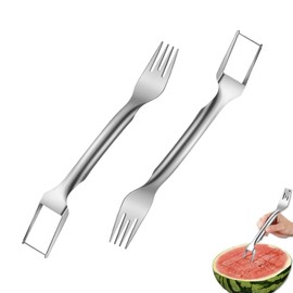 DOGGER 2-in-1 Watermelon Cutter Slicer Tool with Fork Stainless Steel Fruit Cutter for Family Parties Camping Party (2 PCS)