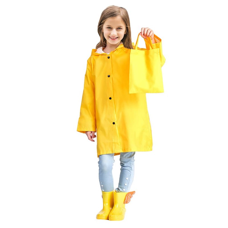 COJOUCCI Yellow Raincoat Rain Jacket - Children Lightweight Button Down