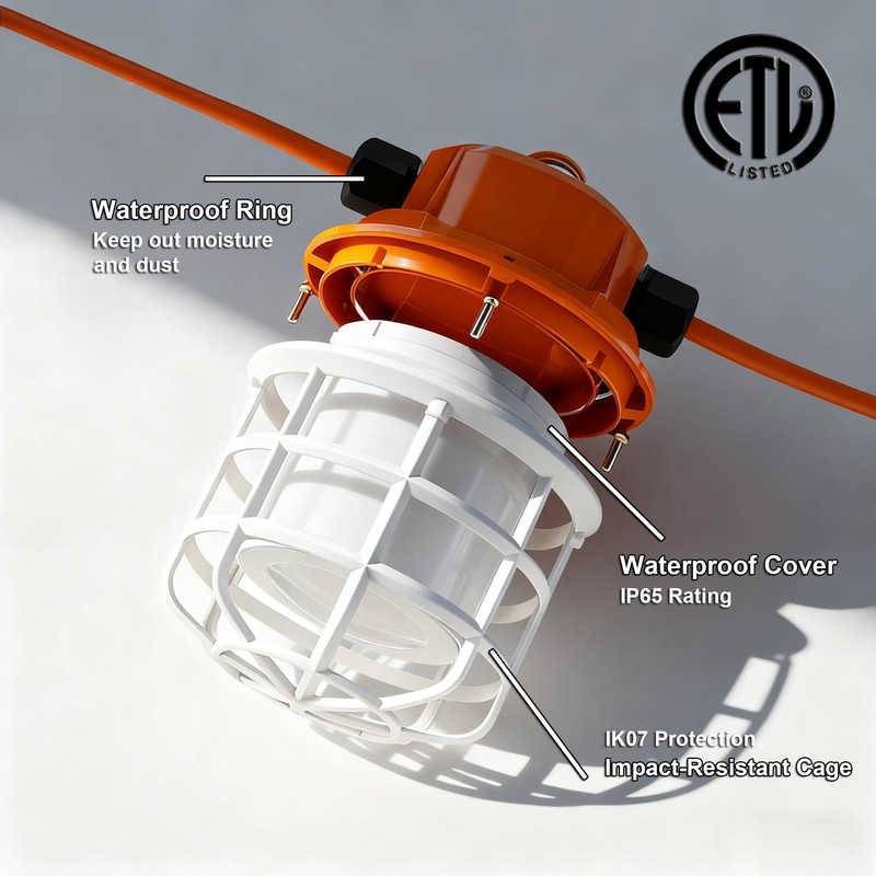 NS 100FT Construction String Lights 150W LED Industrial Grade 15000LM