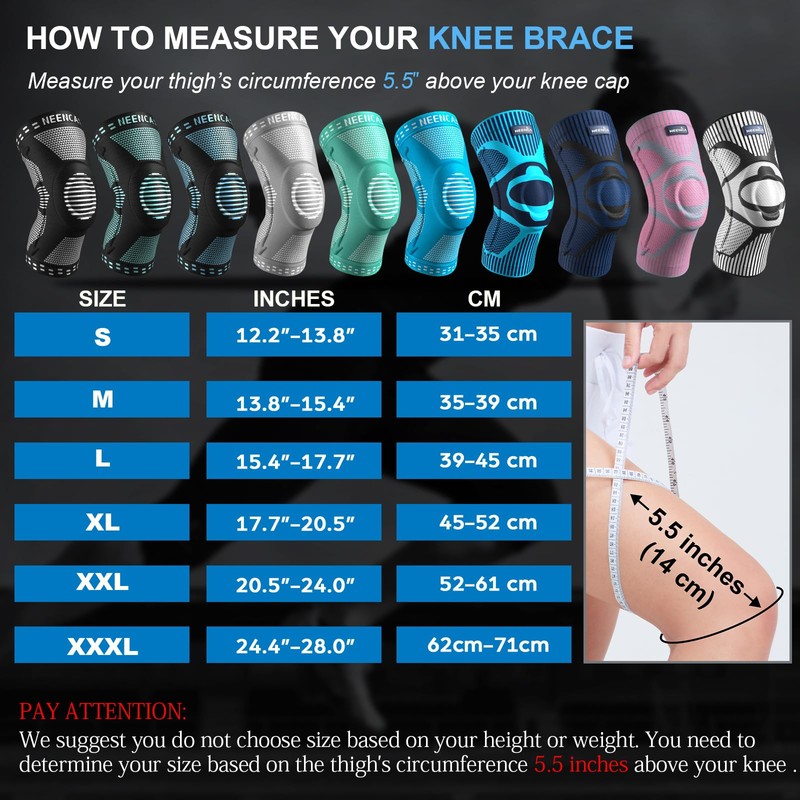 NEENCA 2 Pack Knee Braces for Knee Pain, Compression Knee