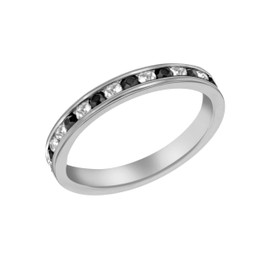 Tuscany Silver Black and White Crystal Eternity Stacking Ring - Size N