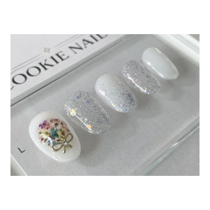 ⭐️ Exciting spring day [White Blossom Flower] Nail Tips ⭐️
