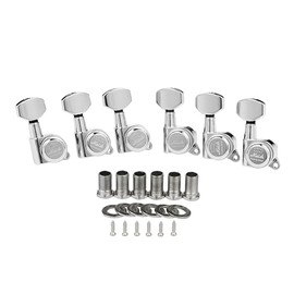 KAISH 18:1 Locking Tuners Tuning Keys Guitar Locking Tuning Machines with Mini Contemporary Buttons for Strat/Tele/Les Paul Electric/Acoustic Guitars Chrome