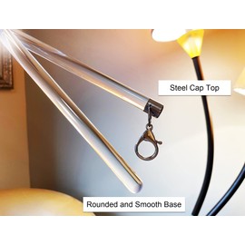 OooWow 36 inch (4 Pack) Steel Cap Round Base Acrylic Curtain Pull Wand - Clear Curtain Wand - Invisible Drapery Wand - Drapery Pull Rod (36 Inch)