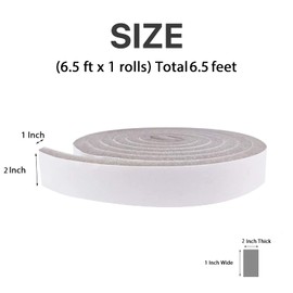 Futuwi Air Conditioner Foam-1 Roll, 2 Inch Wide X 1 Inch Thick Total 6.5 Feet Long, Open Cell Foam Strip with Adhesive for doors and Window Insulation(6.5ft x 1 Roll)