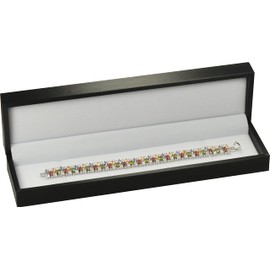 The Jewellery Pak Black Bracelet Necklace Chain Gift Box Luxury Soft Touch PU Leather Material Long Chain Bracelet Display Storage Box Size 8.75〞(W)*2.28〞(D)*1.45〞(H)