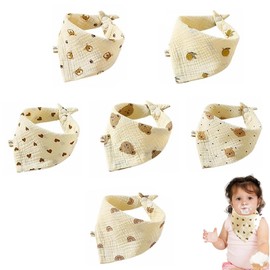 Pack of 6 Triangular Scarf Baby, Neckerchief Baby, Muslin Bib Baby, Drool Bibs for Boys Girls 0-36 Months, Baby Bibs, Neckerchiefs Baby for Teething and Drool (Beige), beige