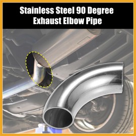 Partuto 4 Pcs OD 1 Inch 90 Degree Mandrel Bend Elbow SS304 Stainless Steel Bend Tube Exhaust Elbow Pipe for Car Modified Exhaust System 1" Piping Silver Tone Replacement