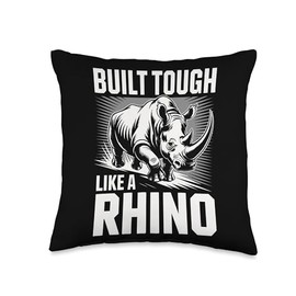Rhino Built Tough Like A Rhino Zoo Animal Rhinos Throw Pillow