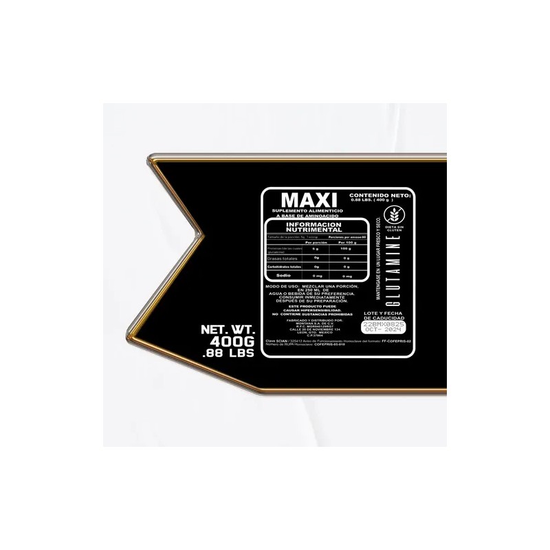 Glutamina En Polvo Maxi 400gr 80 Servicios Sabor Limón