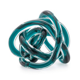 Torre & Tagus Orbit Glass Ball - Abstract Teal Glass Knot for Home Decor on Decorative Books, Modern Room & Office Art Sculpture as Bedroom / Entryway Decor, Shelf Decor, 3" Diameter