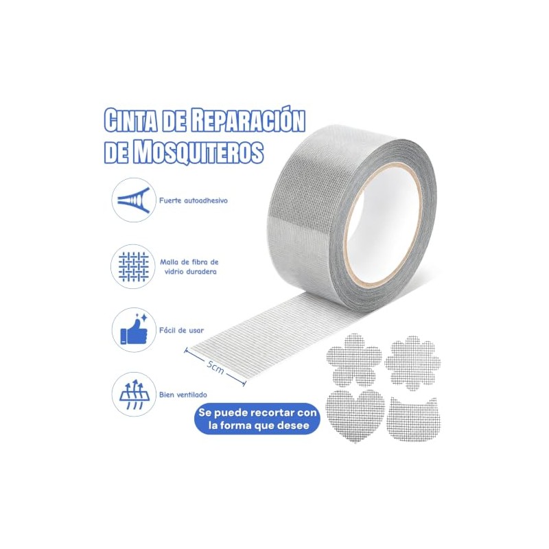 Cinta de Reparación de Mosquiteros,Cinta para Reparar mosquiteras,5cm x5mts