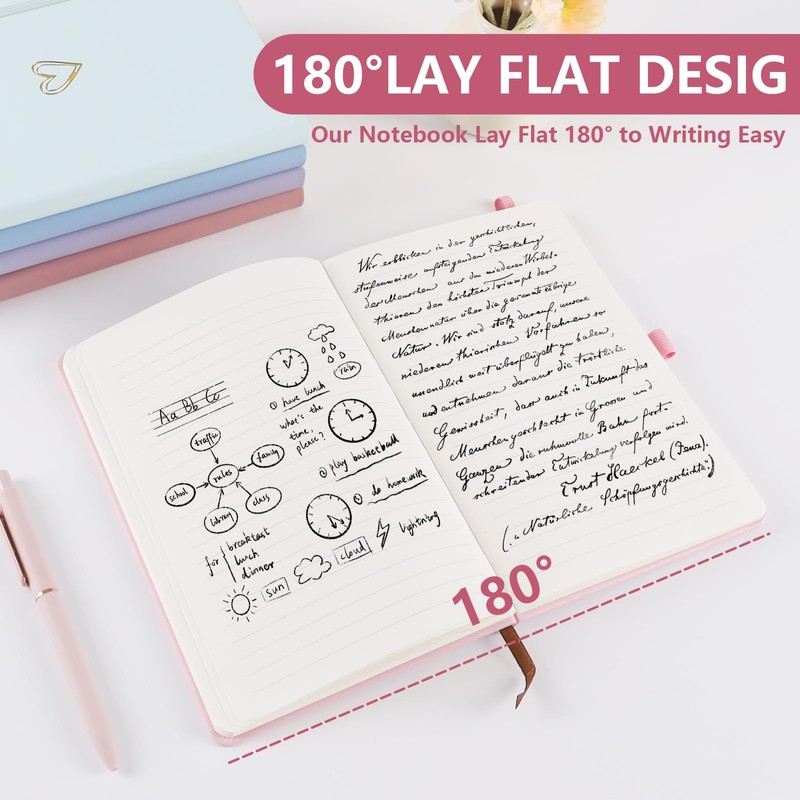 LRANKAI A5 Lined Journal Notebook for Girls Women,192 Pages Hardcover