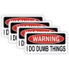 Unbranded/Generic (4) Warning - I Do Dumb Things Hard Hat Stickers Decals Funny Motorcycle Helmets