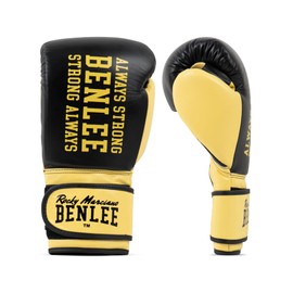 Benlee Hardwood Leather Boxing Gloves, 12 oz, Black/Yellow