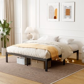 ZIYOO King Size Bed Frame, 18 Inches Platform Bed Frame, 1000lbs Heavy Duty Steel Slat, Non-Slip Design, No Box Spring Needed, Easy Assembly, Quiet Noise Free, Under Bed Storage Space, Black