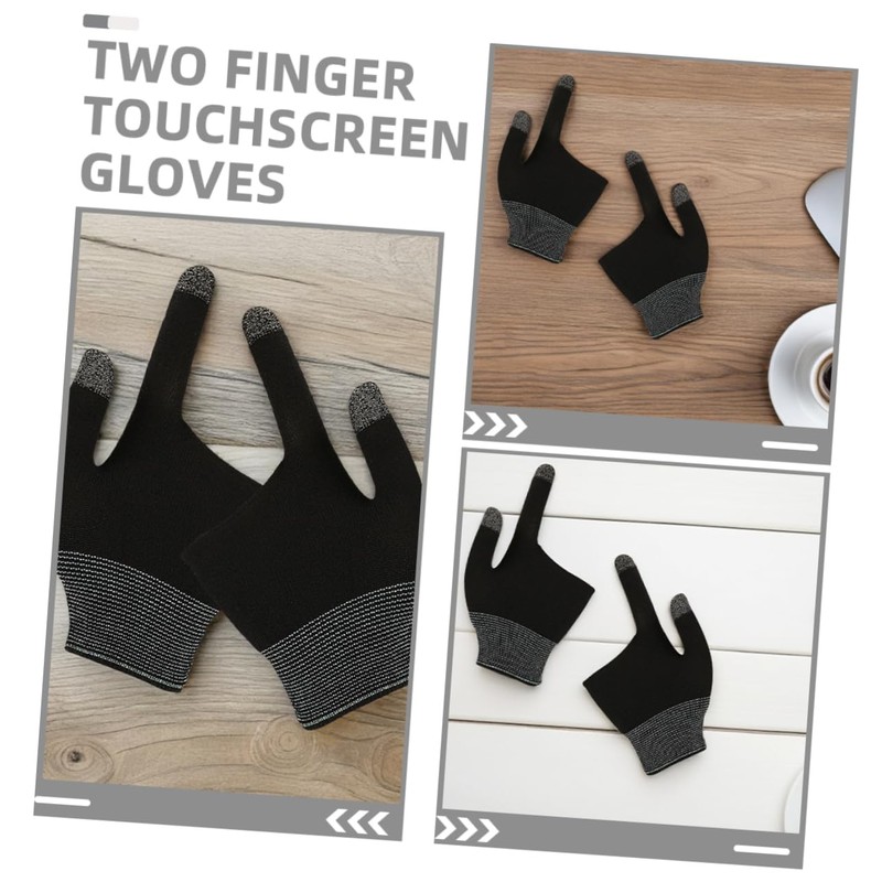 Operitacx 2Pairs Graphene Touch Screen Gaming Gloves Breathable Two Finger