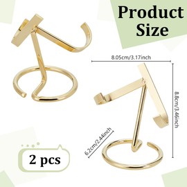 AHANDMAKER 2Pcs Crystal Ball Holder, Golden Iron Arms Display Stand Sphere Display Holder for Small Gemstones Geodes Mineral Agate Home Office Decor, 8.05x2.44x3.46 inch