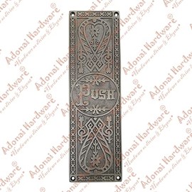 Adonai Hardware Decorative Brass Push Plate (10.2 Inch "Push", Antique Brushed Nickel)