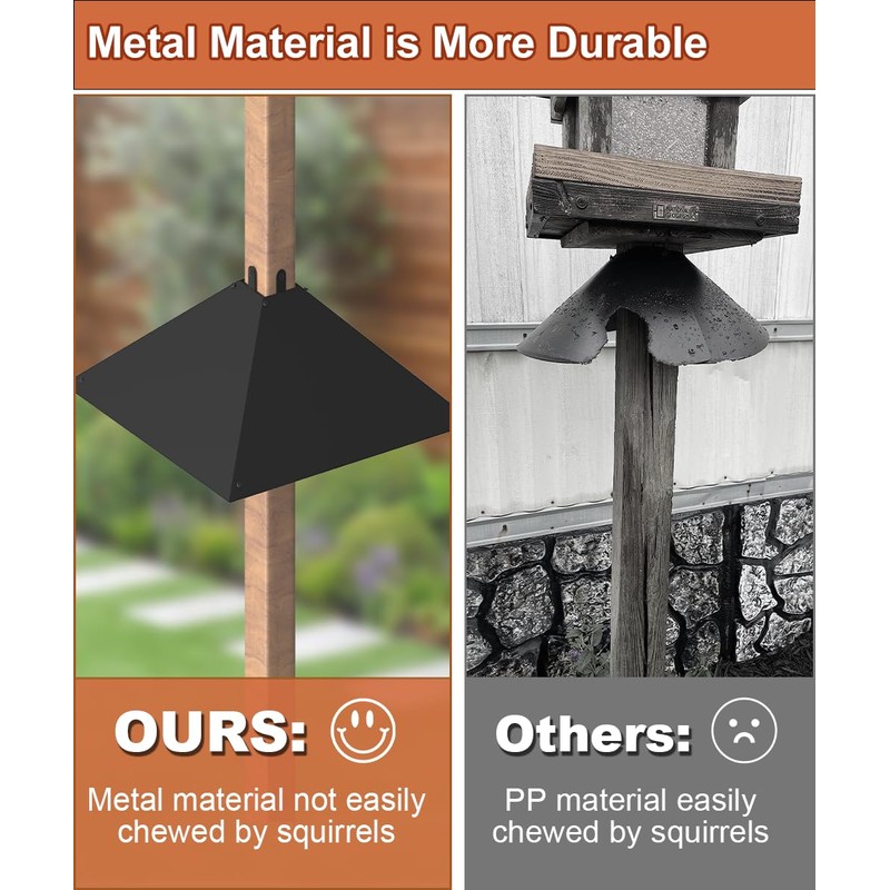 Khordin Metal Squirrel Baffle for 4x4 Post, Outside Wooden Pole