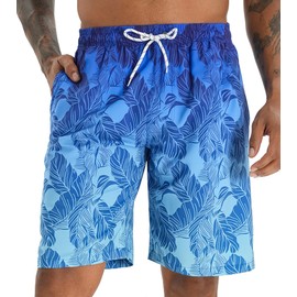 APTRO Men's Swim Trunks 9" Quick Dry Swimsuits Beach Bathing Suits Swim Board Shorts Mesh Liner T12 Blue 3X