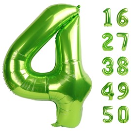 40 Inch Large Light Green 4 Balloon Numbers Big Foil Number Balloons Giant Helium Happy 14th 24th Birthday Party Decorations for Man and Women, Huge Mylar Anniversary Party Supplies