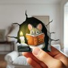 3D Mouse Reading Book in Mouse Hole, Decal Sticker, Removable