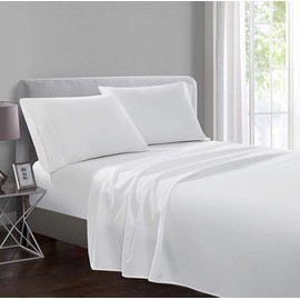 Wear & Snug Flat Sheet 100% Egyptian Cotton Flat Sheet Dyed Plain Flat Sheets 200 Thread Count Super Soft Flat Sheets (White, King)