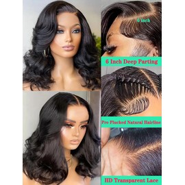 13x6 Lace Front Wigs Human Hair Pre Plucked 200% Density 16 Inch Body Wave Lace Front Wigs for Women HD Transparent Glueless Wigs Human Hair Pre Plucked with Baby Hair