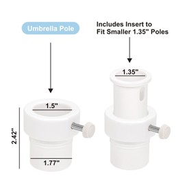 Yidata Umbrella Pole Stabilizer Adapter Umbrellas Hole Holder Insert for Baja Deck Pool Sleeves Fits 1.5" & 1.35" Poles (White)