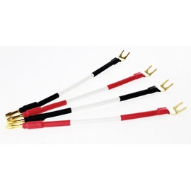 WYVERN AUDIO [4-Pack] HiFi Speaker Cable Jumpers Wire/Assembled (Spade Plug to Banana Plugs) White/ジャンパーケーブル Yラグ⇔バナナプラグ/하이파이 점퍼케이블/音箱跳线 喇叭跳线 Wva-bw02