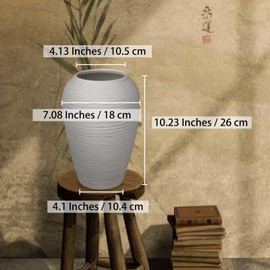 White Rustic Ceramic Vase Farmhouse Large Vase,10.2 Inch Vintage Floor Tall Vase Terracotta Vase Pottery Clay Rustic Vase for Home Decor Living Room Entryway Table Centerpieces,Housewarming Gifts