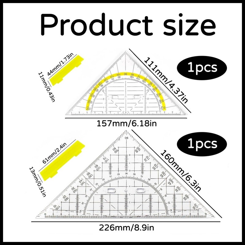 Set Square with Handle, Set Square Large and Small, 20