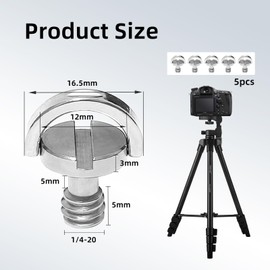 1/4 Inch Camera Mounting Screw, Pack of 5, Camera Tripod Quick Release Screw D Ring Screw for Tripod, Ball Head, Monopod, Quick Release Plate
