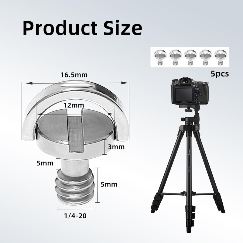 1/4 Inch Camera Mounting Screw, Pack of 5, Camera Tripod