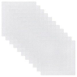 IMIKEYA 30pcs Plastic Mesh Canvas Sheets: 8x8cm Square White Grid Mesh Mat for Cross Stitchin, Needlework, Embroidery, Diy Crafting, Knit Crochet Project