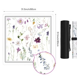 Deyimmei Mahjong Mat for Table - Non-Slip Mahjong Table Cover with Storage Pockets, Perfect Mahjong Accessories & Gifts for Women, Men, and Mahjong Enthusiasts (Floral Watercolor)