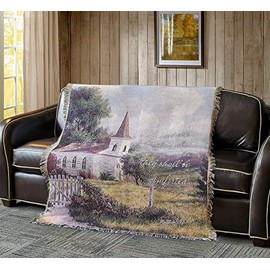 Inspirational Tapestry Throw Blanket by Virah Bella - 50" x 60" Blessed are Those Who Mourn Matthew 5:4 Fringed Woven Tapestry Throw - Cozy & Beautiful Religious-Themed Blanket